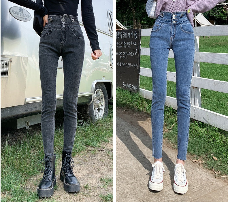 High Waisted Jeans Women Autumn Style