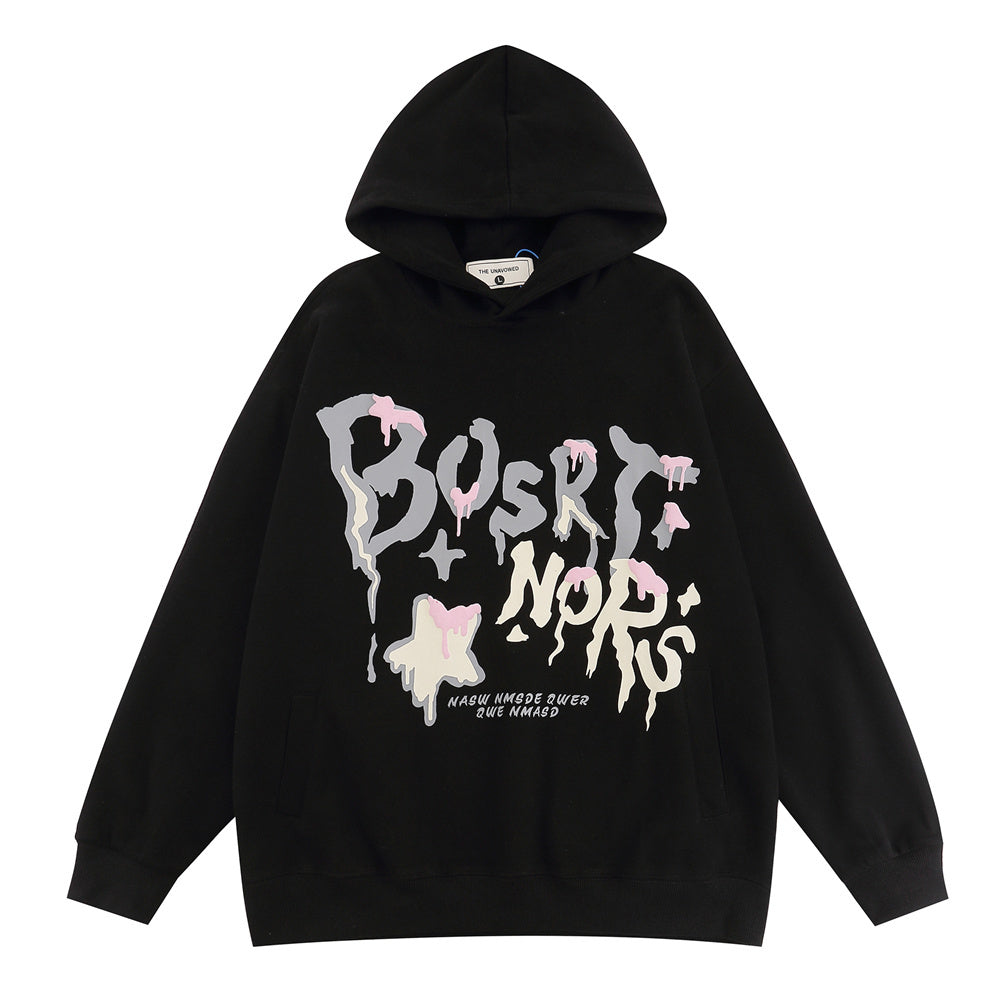 Letter Graffiti Puff Print Sweater For Men