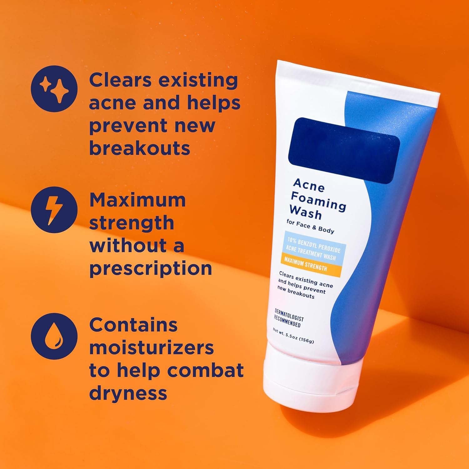 Benzoyl Peroxide Acne Foam Facial Cleanser