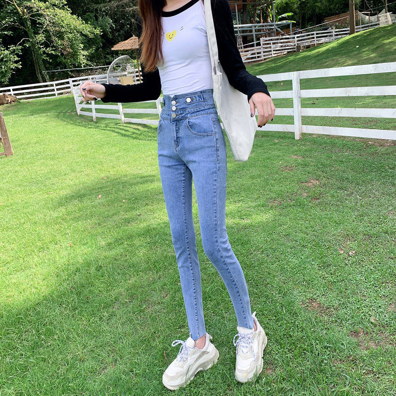 High Waisted Jeans Women Autumn Style